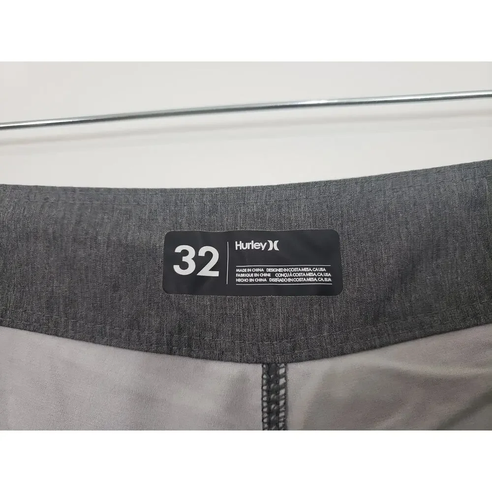 Hurley Phantom Mens Board Shorts Size 32 Black Gray Striped Swim Beach Resort